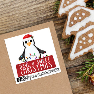 Have A Sweet Christmas With Social Media (Penguin) - Custom Stickers