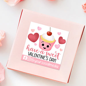 Have A Sweet Valentine's Day With Social Media (Cupcake) - Custom Stickers