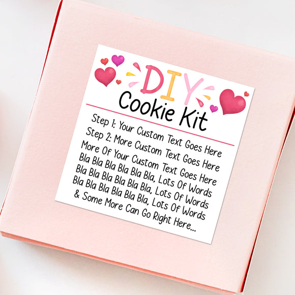 DIY Cookie Kit (Hearts) - Custom Stickers