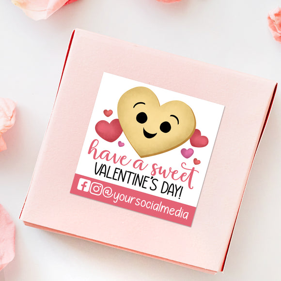 Have A Sweet Valentine's Day With Social Media (Heart Cookie) - Custom Stickers
