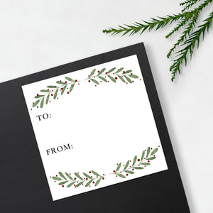 Holiday Garland With Berries (Gift Tag) - Stickers