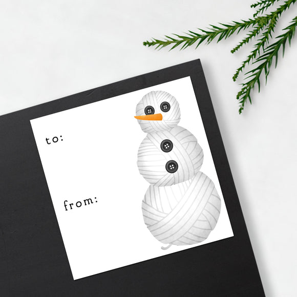 Yarn Snowman (Gift Tag) - Stickers