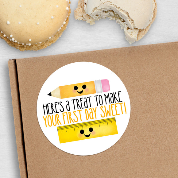 Here's A Treat To Make Your First Day Sweet (Pencil & Ruler) - Stickers