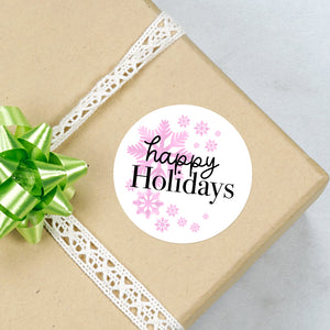 Happy Holidays (Pink Snowflakes) - Stickers