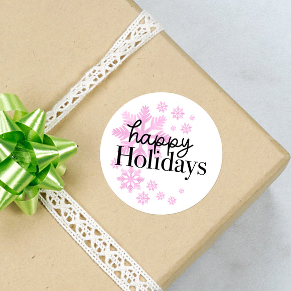 Happy Holidays (Pink Snowflakes) - Stickers