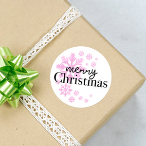 Merry Christmas (Pink Snowflakes) - Stickers