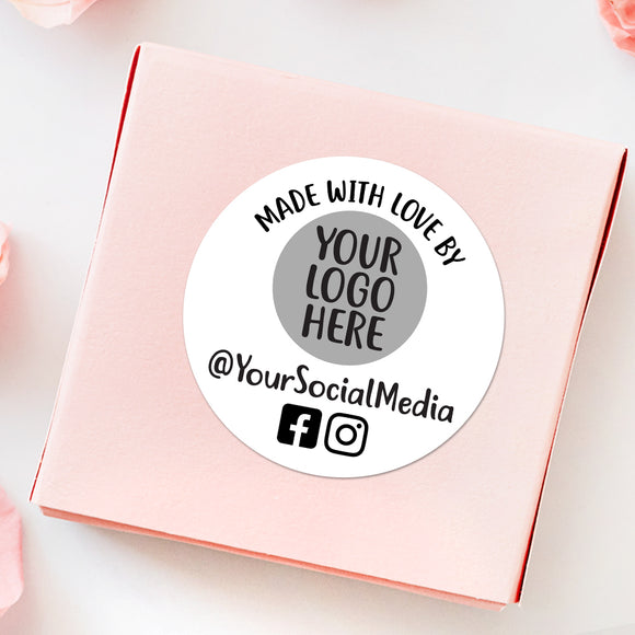 Made With Love By (Your Logo & Social Media) - Custom Stickers