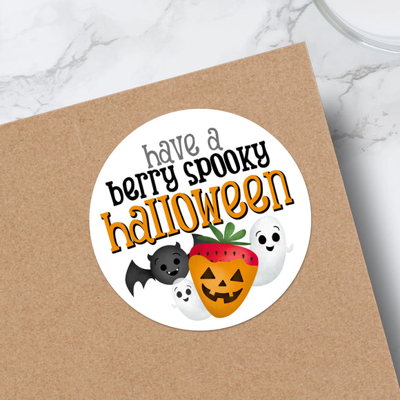 Have A Berry Spooky Halloween (Chocolate Dipped Strawberries) - Stickers