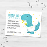 Thank You So Very Much (Baby-saur) - Custom Text Print At Home Card