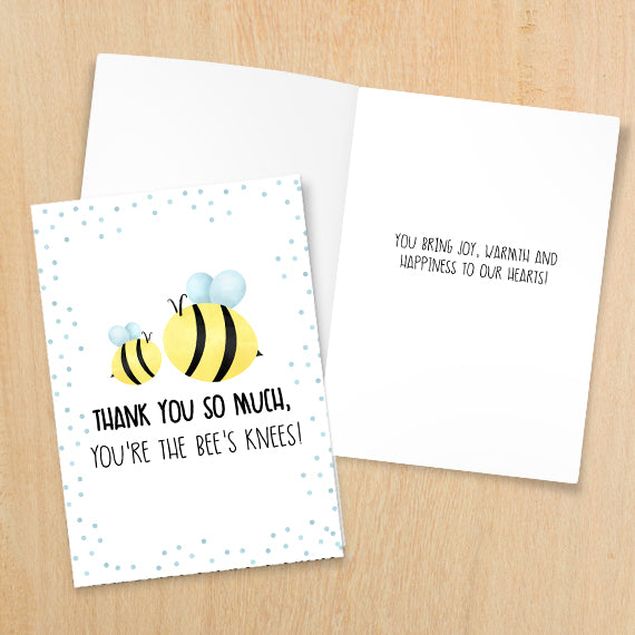 Thank You So Much You're The Bee's Knees - Print At Home Card