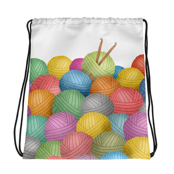 Yarn and Crochet Hooks - Drawstring Bag