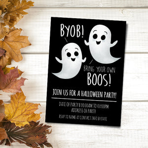 Bring Your Own Boos (Halloween Party) - Custom Text Print At Home Invite