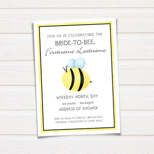 Bride-To-Bee (Bridal Shower) - Custom Text Print At Home Invite