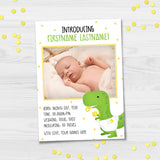Baby-saur Birth Announcement - Your Photo And Custom Text Print At Home Card