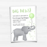 Elephant (Baby Shower) - Custom Text Print At Home Invite