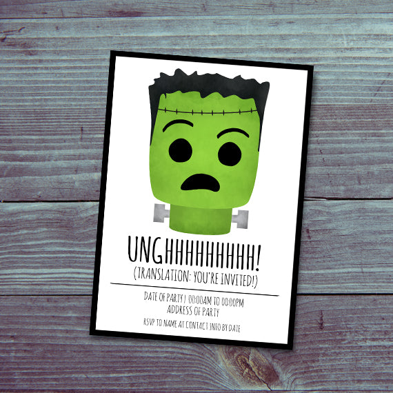 Frankenstein (Halloween Party) - Custom Text Print At Home Invite