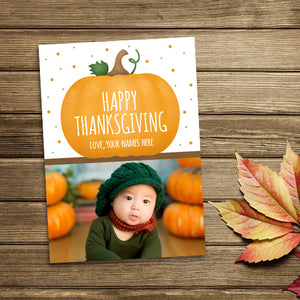 Happy Thanksgiving (Pumpkin) - Your Photo And Custom Text Print At Home Card