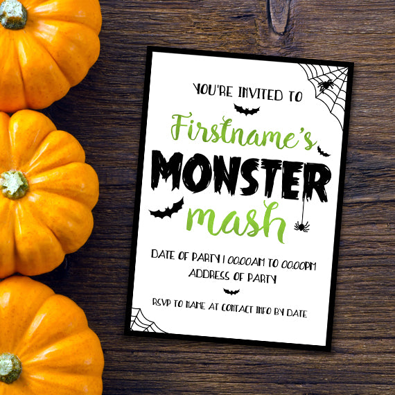 Monster Mash (Halloween Party) - Custom Text Print At Home Invite