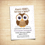 Owl (Baby Shower) - Custom Text Print At Home Invite