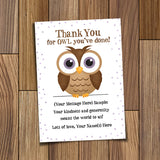 Thank You For Owl You've Done - Custom Text Print At Home Card