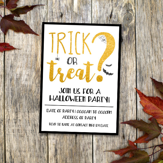 Trick Or Treat (Halloween Party) - Custom Text Print At Home Invite
