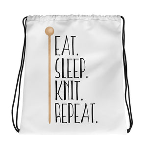 Eat Sleep Knit Repeat - Drawstring Bag