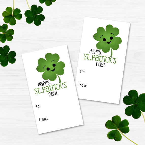 Happy St. Patrick's Day (Comical Clover) - Print At Home Gift Tags