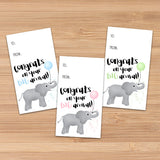 Congrats On Your Big Arrival (Elephant) - Print At Home Gift Tags