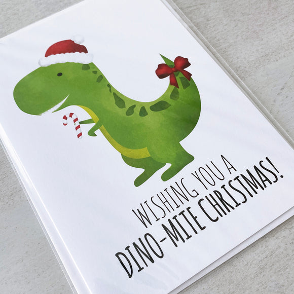 Wishing You A Dino-mite Christmas - Ready To Ship Card