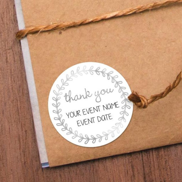 Thank You (Wreath Outline) - Custom Stickers