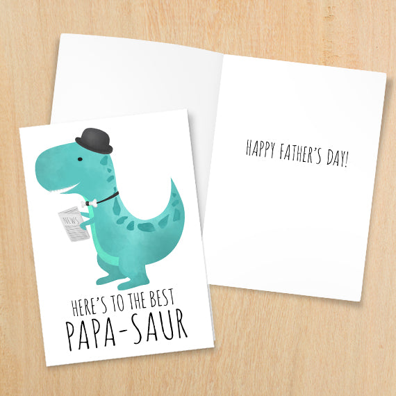 Here's To The Best Papa-saur - Print At Home Card