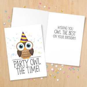 Party Owl The Time - Print At Home Card