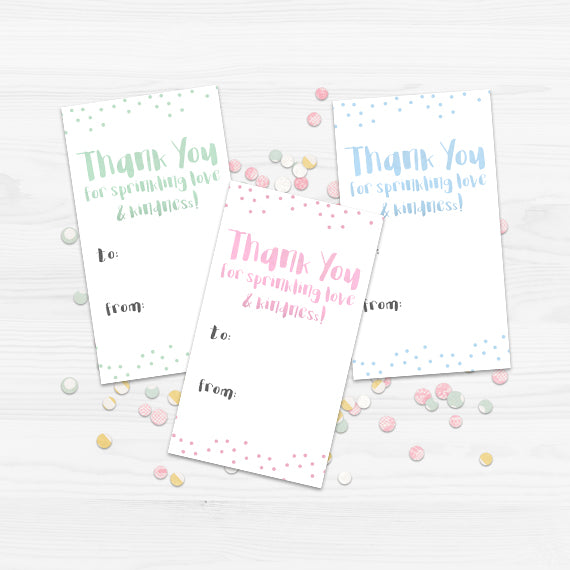 Thank You For Sprinkling Love And Kindness - Print At Home Gift Tags