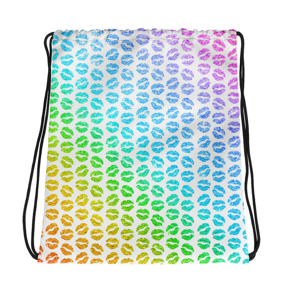 Rainbow Lips Pattern - Drawstring Bag