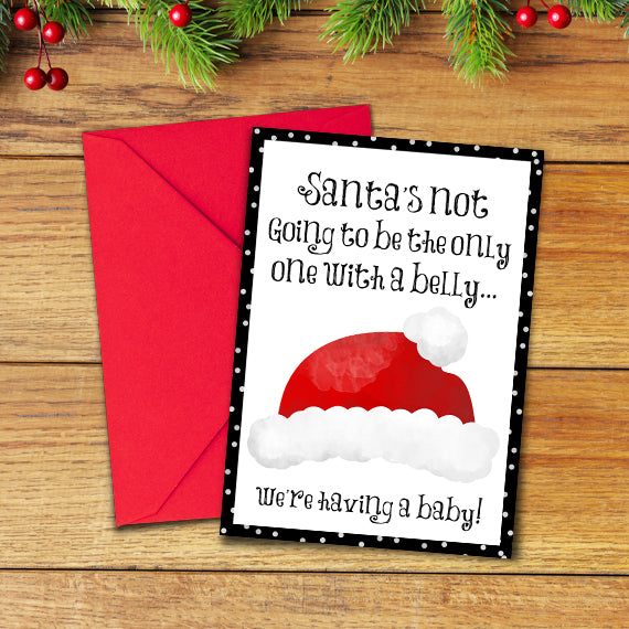 Santa Belly (Pregnancy Announcement) - Print At Home Card