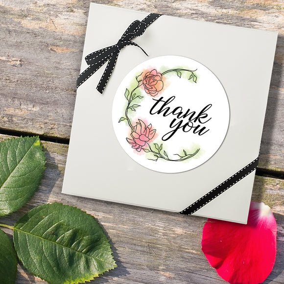 Thank You (Floral Wreath) - Stickers