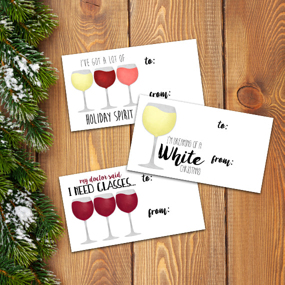 Christmas (Wine) - Print At Home Gift Tags