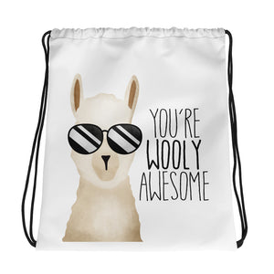 You're Wooly Awesome (Llama) - Drawstring Bag