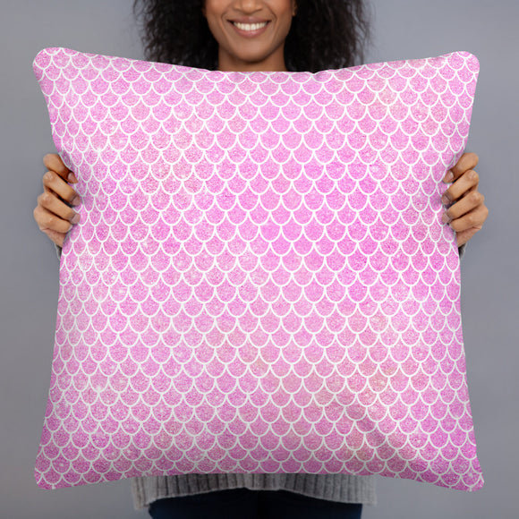Pink (Faux Glitter) Mermaid Tail Pattern - Pillow