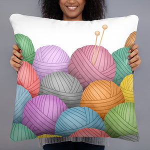 Yarn And Knitting Needles - Pillow