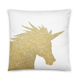 Gold Unicorn (Faux Glitter) - Pillow