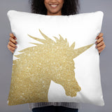 Gold Unicorn (Faux Glitter) - Pillow