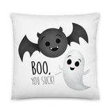 Boo You Suck (Vampire Bat And Ghost) - Pillow