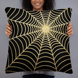 Spiderwebs (Gold Faux Glitter) - Pillow