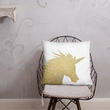 Gold Unicorn (Faux Glitter) - Pillow