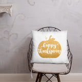 Happy Thanksgiving (Faux Gold Glitter Pumpkin) - Pillow