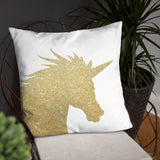 Gold Unicorn (Faux Glitter) - Pillow