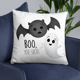 Boo You Suck (Vampire Bat And Ghost) - Pillow