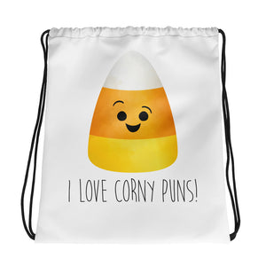 I Love Corny Puns (Candy Corn) - Drawstring Bag