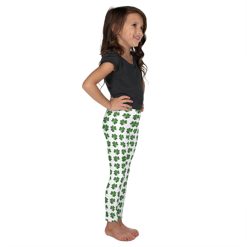 Clover Leaf Pattern Kids Leggings A Little Leafy